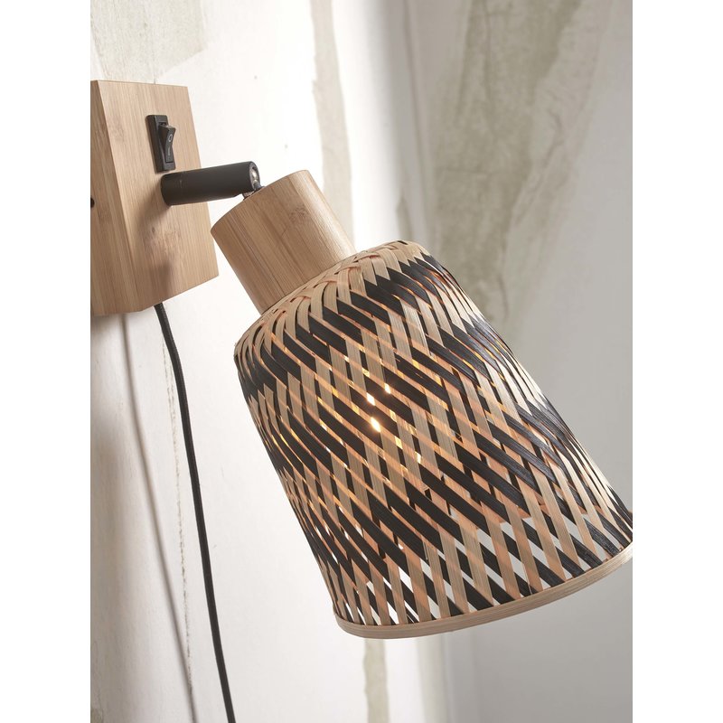 Good&Mojo-collectie Wandlamp Java naturel bamboe zwart/naturel