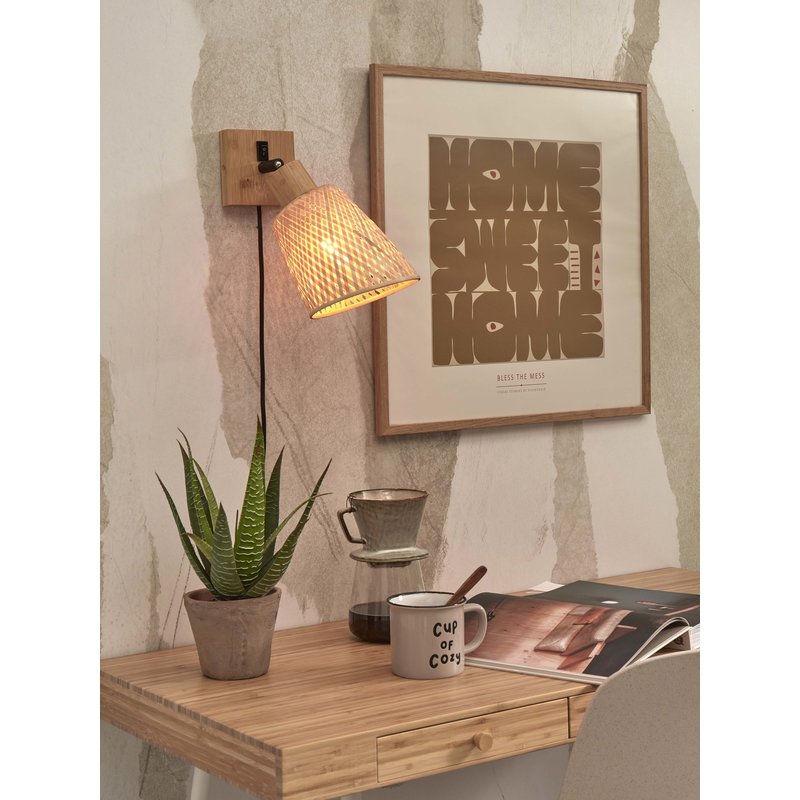 Good&Mojo-collectie Wall lamp Java bamboo nat. dia.10x10cm/shade 15x17cm. nat.