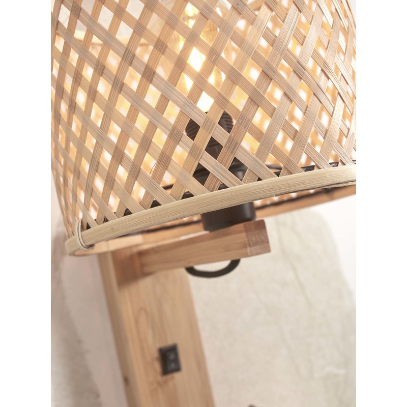 Good&Mojo-collectie Wall lamp Java shelf bamboo nat. h.65cm/shade dia.18xh.15cm. nat.