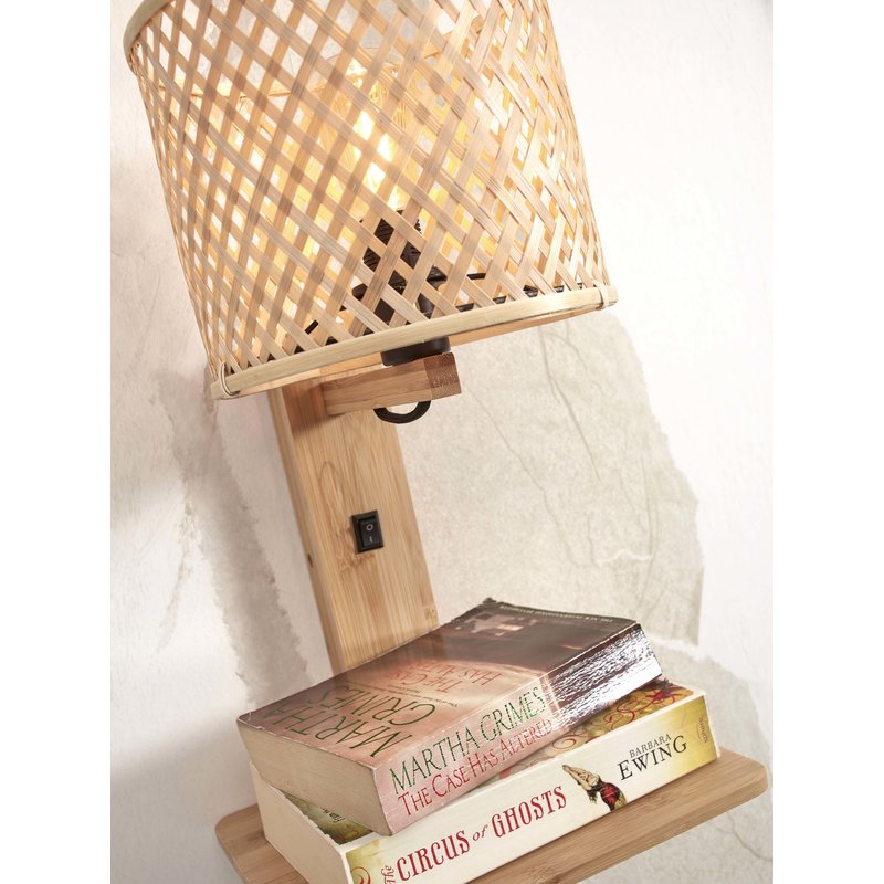 Good&Mojo-collectie Wall lamp Java shelf bamboo nat. h.65cm/shade dia.18xh.15cm. nat.