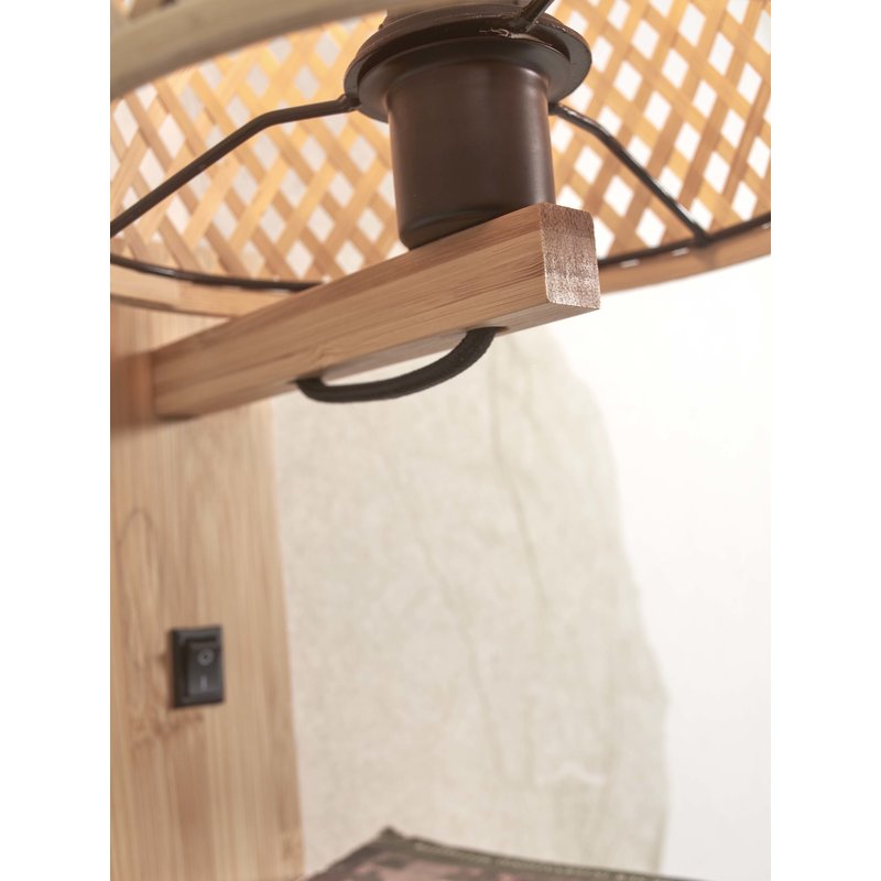 Good&Mojo-collectie Wall lamp Java shelf bamboo nat. h.65cm/shade dia.18xh.15cm. nat.