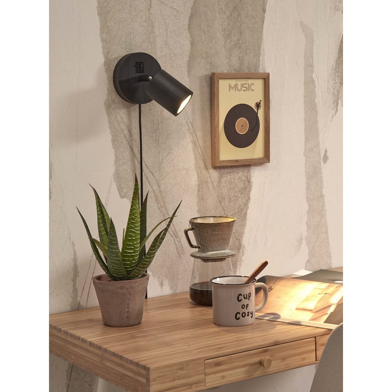 Good&Mojo-collectie Wall spotlight Java bamboo dia.12xh.15cm/GU10. black