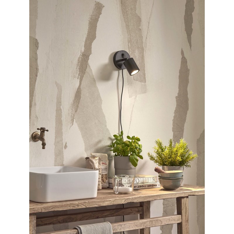 Good&Mojo-collectie Wall spotlight Java bamboo dia.12xh.15cm/GU10. black