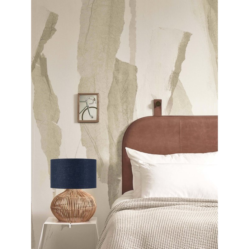 Good&Mojo-collectie Table lamp Kalahari S rattan 48cm/shade 32x20cm linen. bl.denim