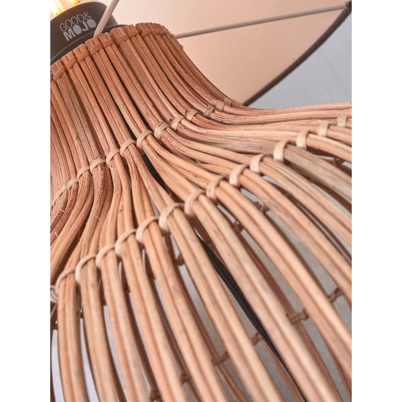 Good&Mojo-collectie Table lamp Kalahari S rattan 48cm/shade 32x20cm linen. bl.denim