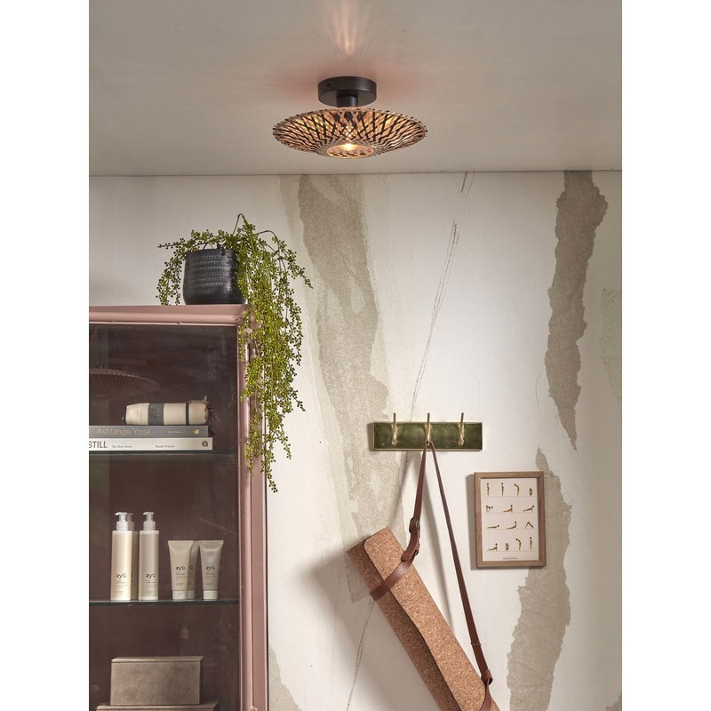 Good&Mojo-collectie Ceiling lamp Kalimantan XS bamboo dia.30x8cm. bl/natural