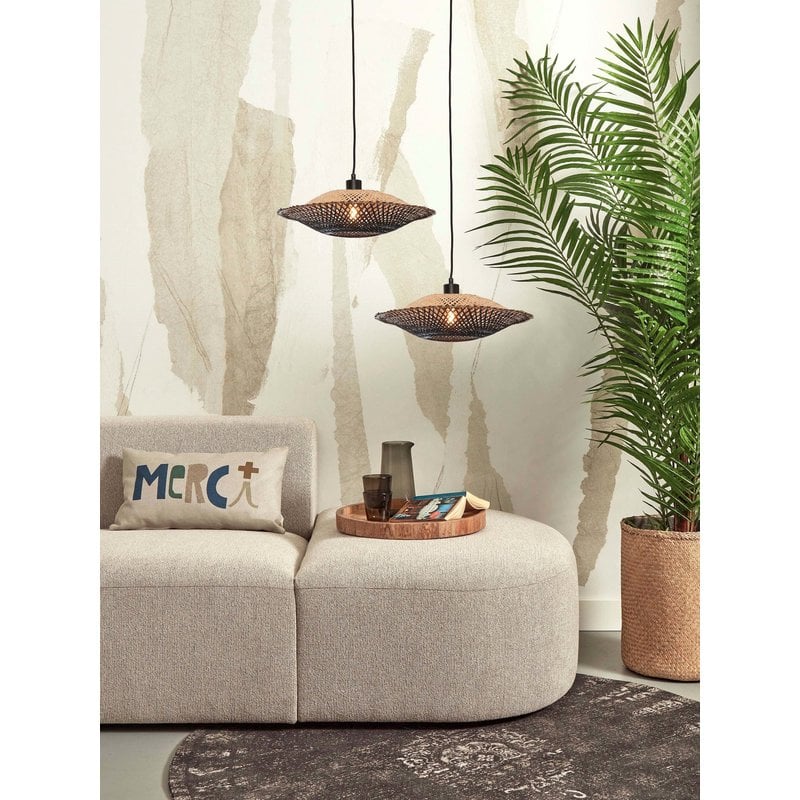 Good&Mojo-collectie Hanglamp Kalimantan bamboe naturel/zwart S