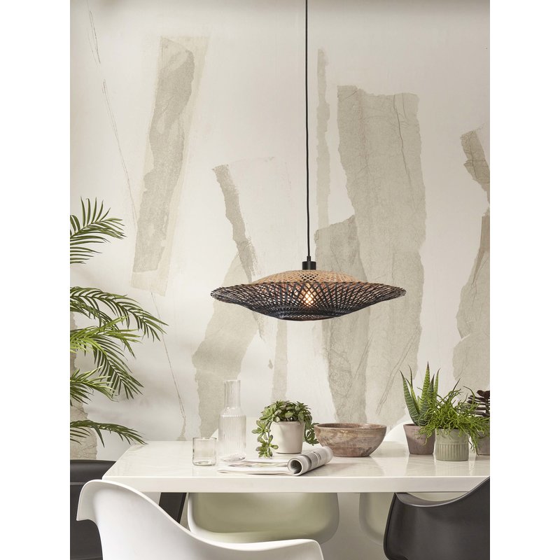 Good&Mojo-collectie Hanging lamp Kalimantan bamboo dia.60x15cm natural/black. M