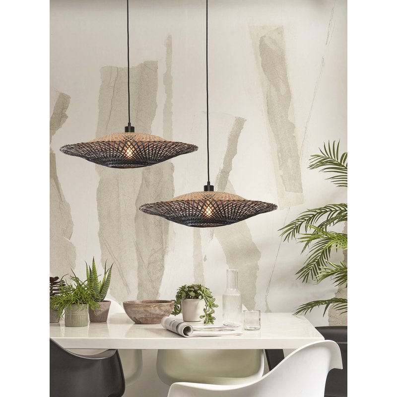 Good&Mojo-collectie Hanging lamp Kalimantan bamboo dia.60x15cm natural/black. M