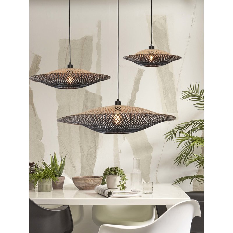 Good&Mojo-collectie Hanging lamp Kalimantan bamboo dia.60x15cm natural/black. M