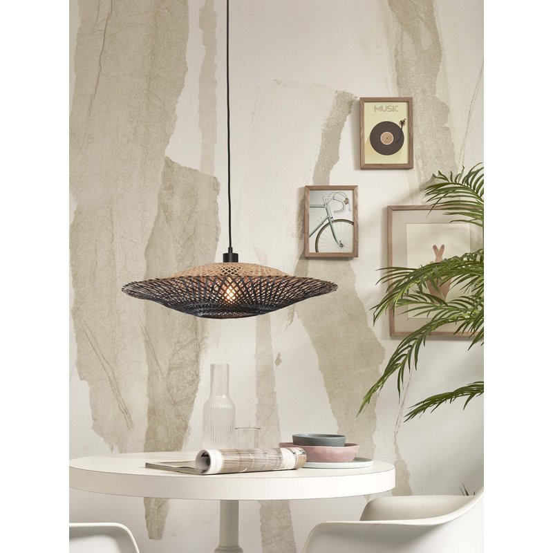 Good&Mojo-collectie Hanging lamp Kalimantan bamboo dia.60x15cm natural/black. M