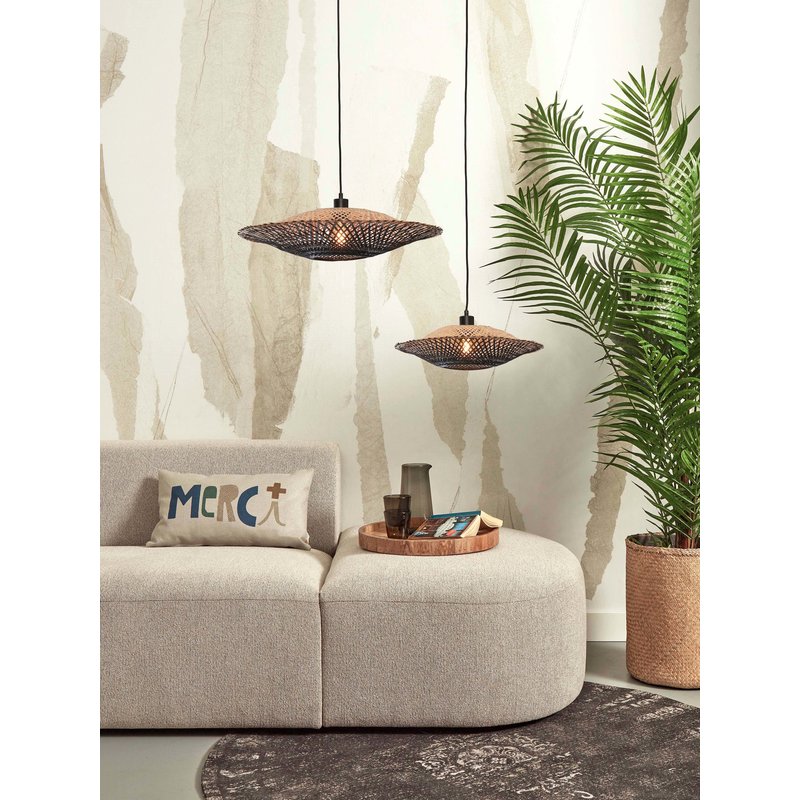 Good&Mojo-collectie Hanging lamp Kalimantan bamboo dia.60x15cm natural/black. M