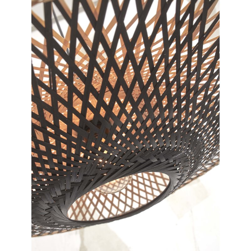 Good&Mojo-collectie Hanging lamp Kalimantan bamboo dia.60x15cm natural/black. M