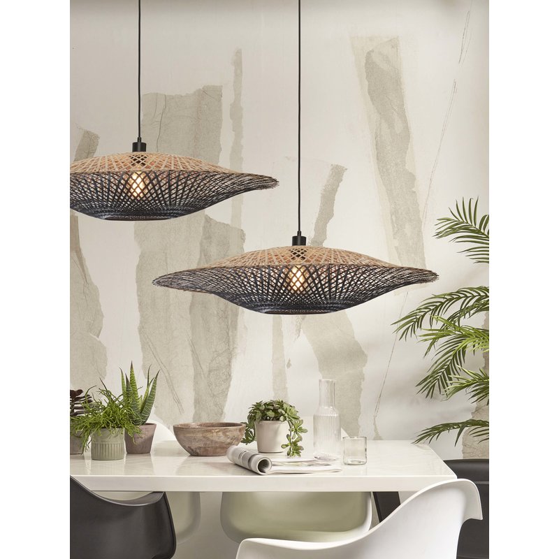 Good&Mojo-collectie Hanglamp Kalimantan bamboe naturel/zwart L