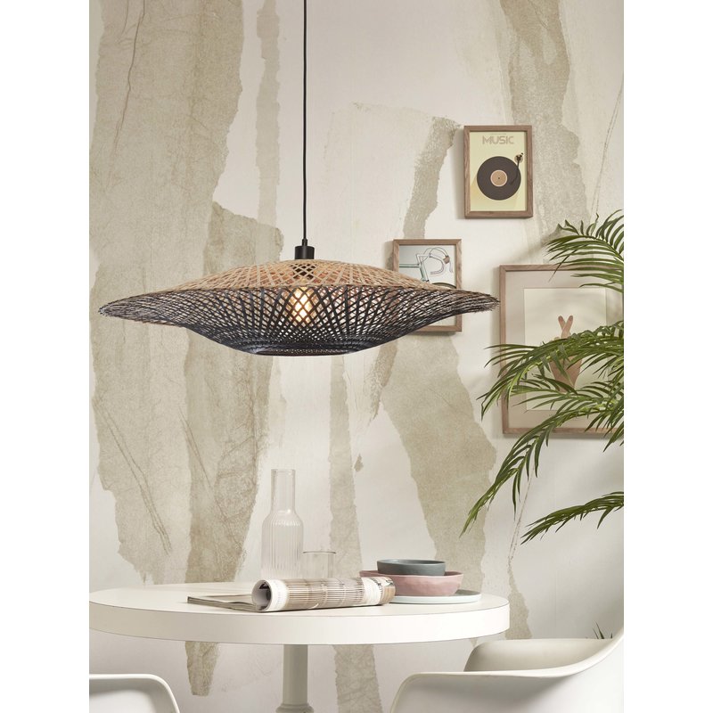 Good&Mojo-collectie Hanglamp Kalimantan bamboe naturel/zwart L