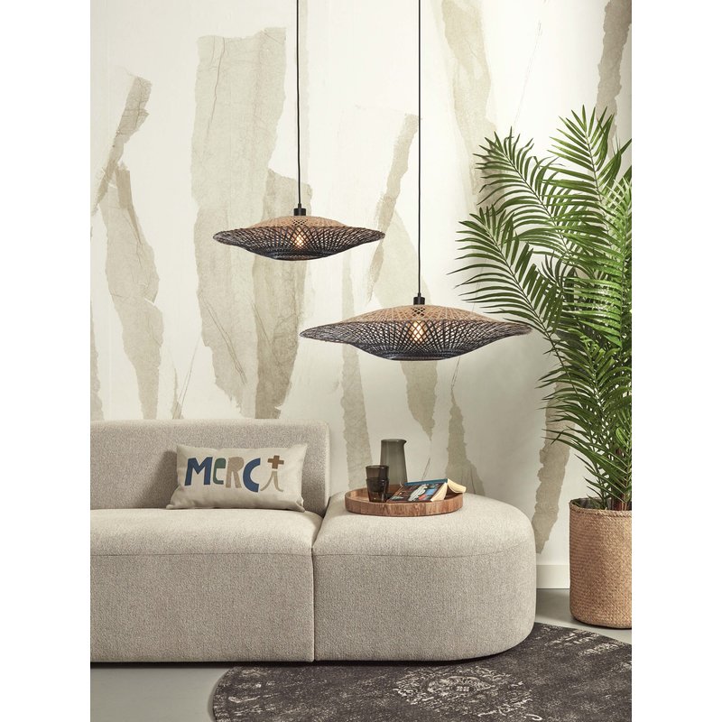 Good&Mojo-collectie Hanglamp Kalimantan bamboe naturel/zwart L