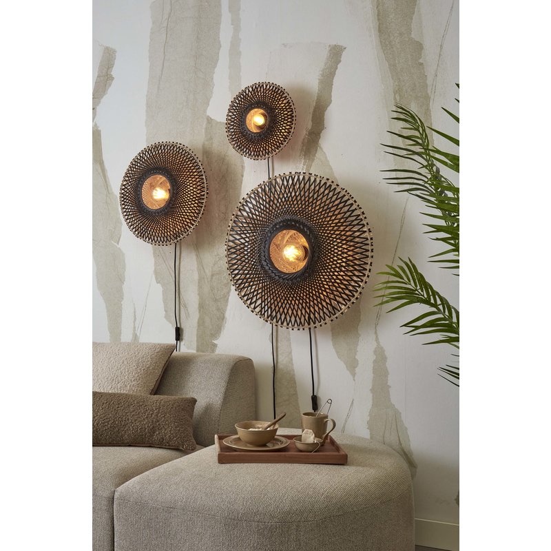 Good&Mojo-collectie Wall lamp Kalimantan bamboo dia.44x12cm natural/black. S