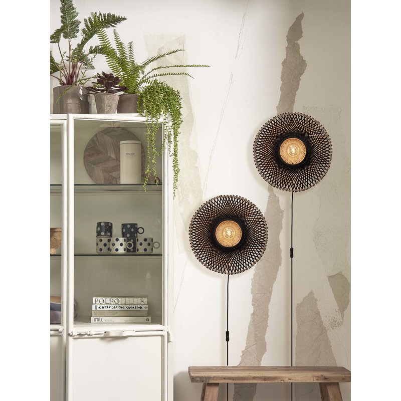 Good&Mojo-collectie Wall lamp Kalimantan bamboo dia.44x12cm natural/black. S
