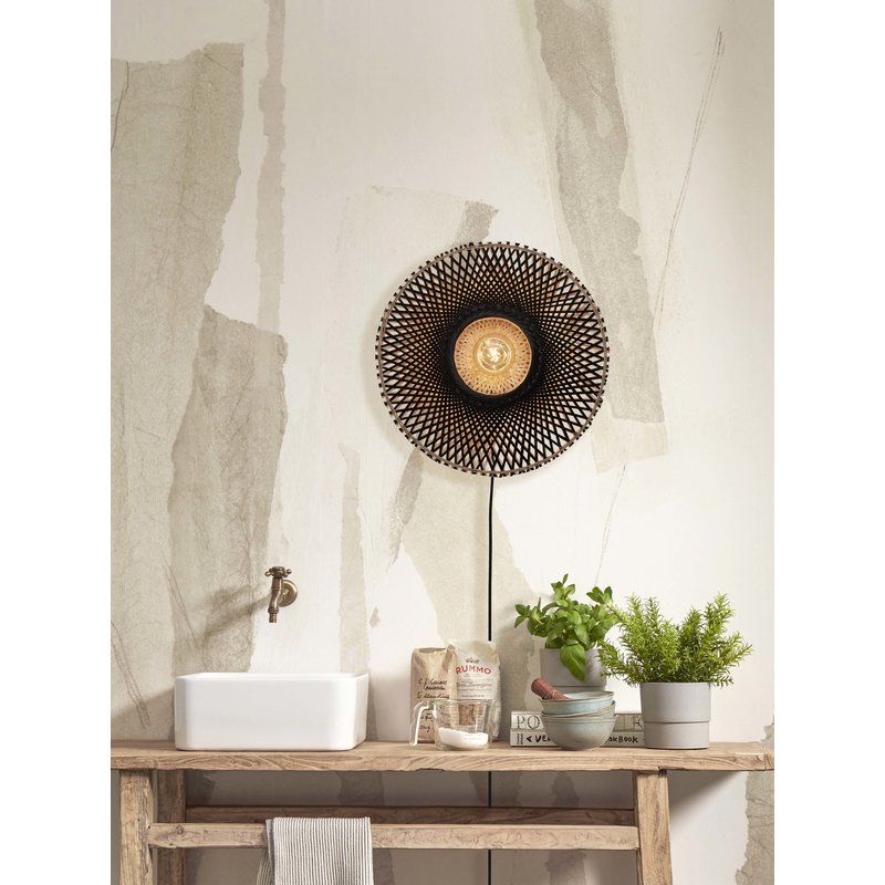 Good&Mojo-collectie Wall lamp Kalimantan bamboo dia.44x12cm natural/black. S