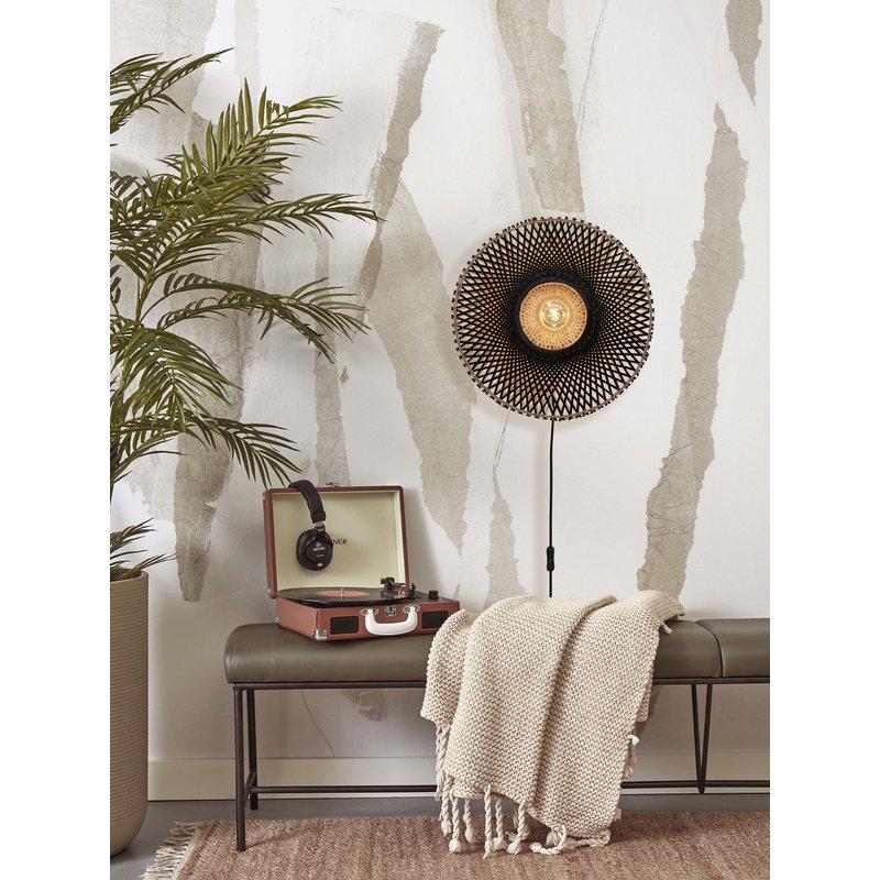 Good&Mojo-collectie Wall lamp Kalimantan bamboo dia.44x12cm natural/black. S