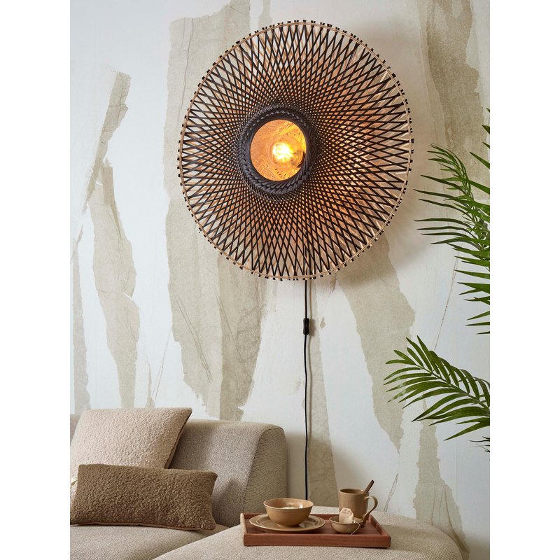 Good&Mojo-collectie Wandlamp Kalimantan bamboe naturel/zwart L