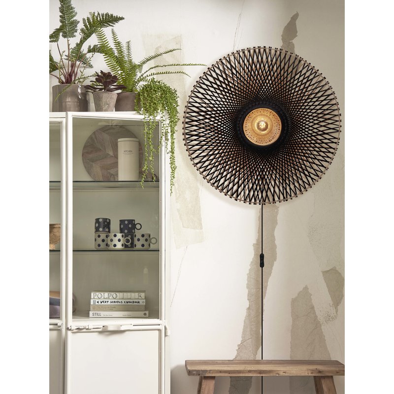 Good&Mojo-collectie Wandlamp Kalimantan bamboe naturel/zwart L