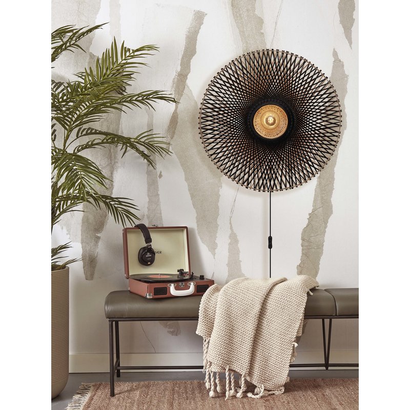 Good&Mojo-collectie Wandlamp Kalimantan bamboe naturel/zwart L