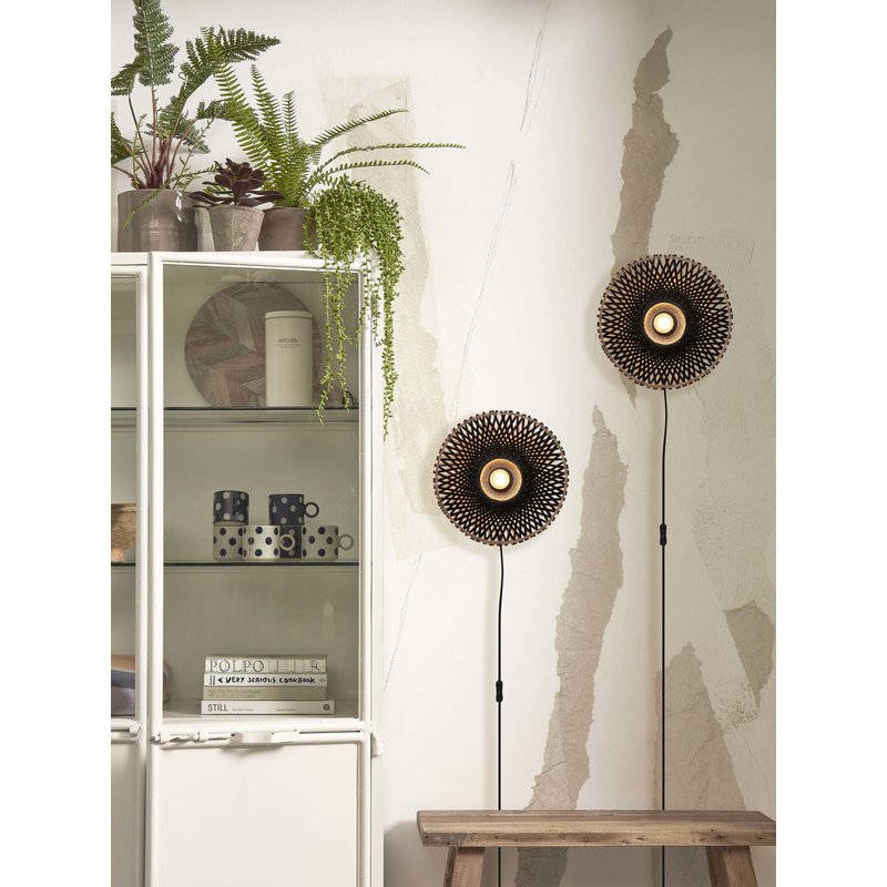 Good&Mojo-collectie Wandlamp Kalimantan bamboe zwart XS