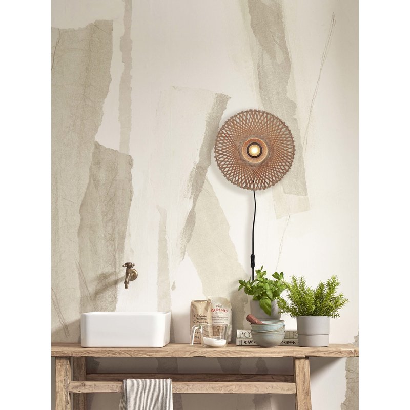 Good&Mojo-collectie Wall lamp Kalimantan XS bamboo dia.30x8cm. natural