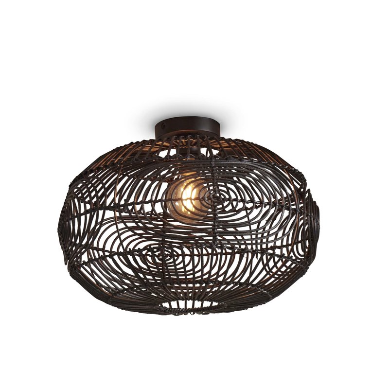 Good&Mojo-collectie Ceiling lamp Madeira rattan/ellipse dia.48xh.30cm. black