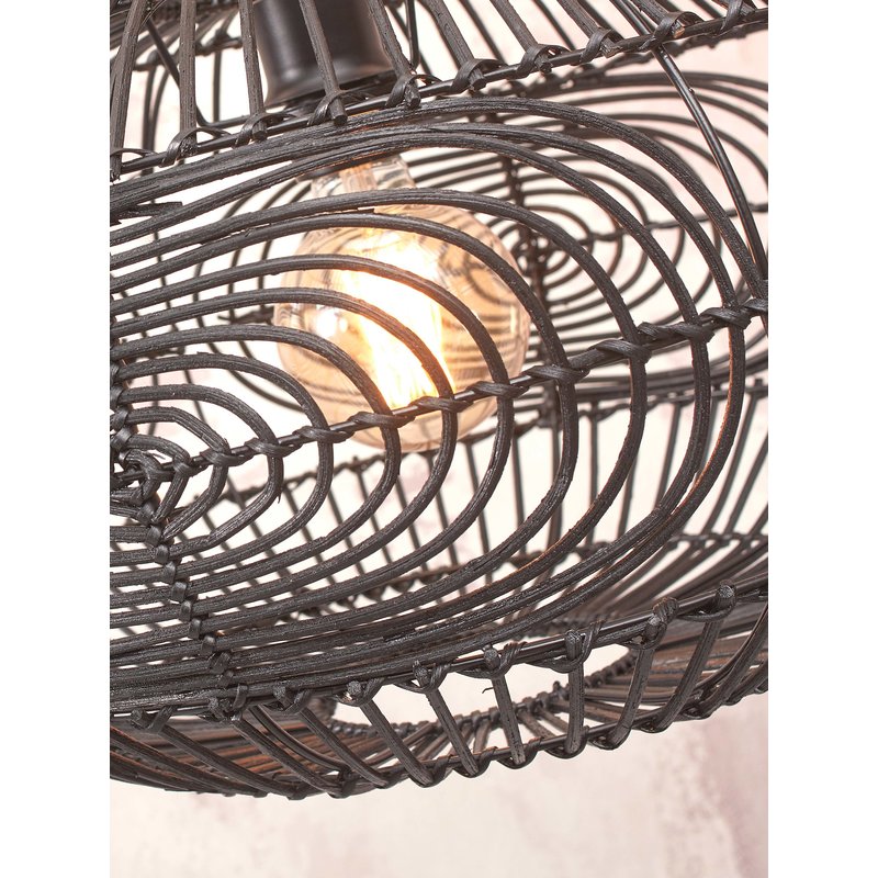 Good&Mojo-collectie Ceiling lamp Madeira rattan/ellipse dia.48xh.30cm. black
