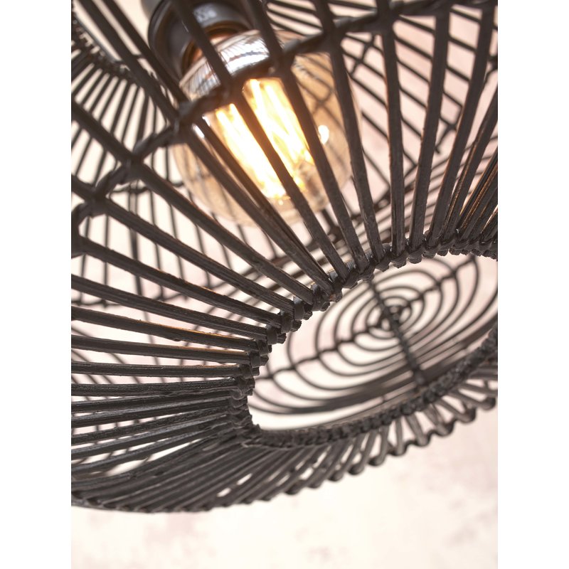 Good&Mojo-collectie Ceiling lamp Madeira rattan/ellipse dia.48xh.30cm. black