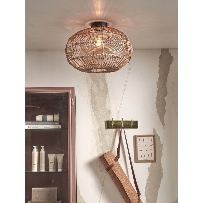 Good&Mojo-collectie Ceiling lamp Madeira rattan/ellipse dia.48xh.30cm. natural