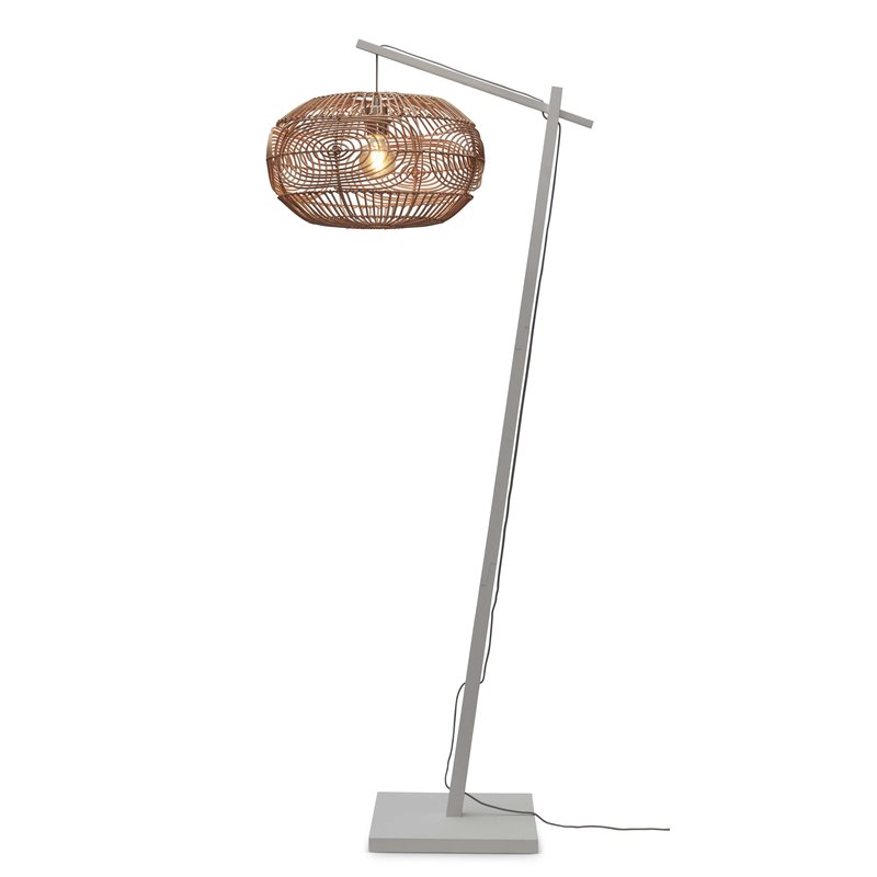 Good&Mojo-collectie Vloerlamp Madeira bamboe en rotan wit/naturel