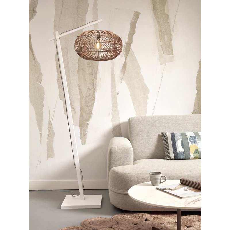 Good&Mojo-collectie Vloerlamp Madeira bamboe en rotan wit/naturel