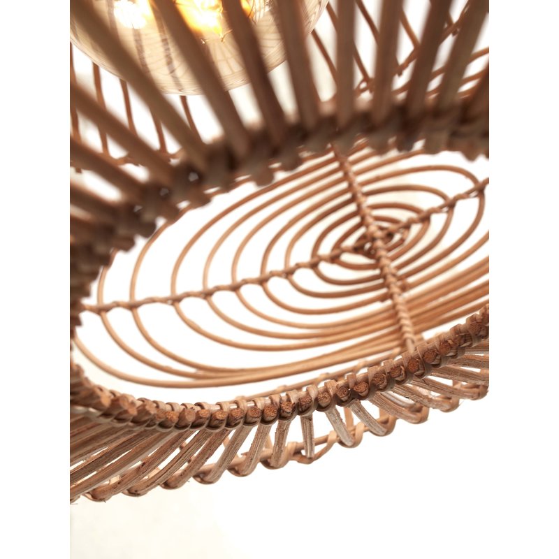 Good&Mojo-collectie Floor lamp Madeira bamboo white h.176cm/shade rattan dia.48xh.30cm. nat.