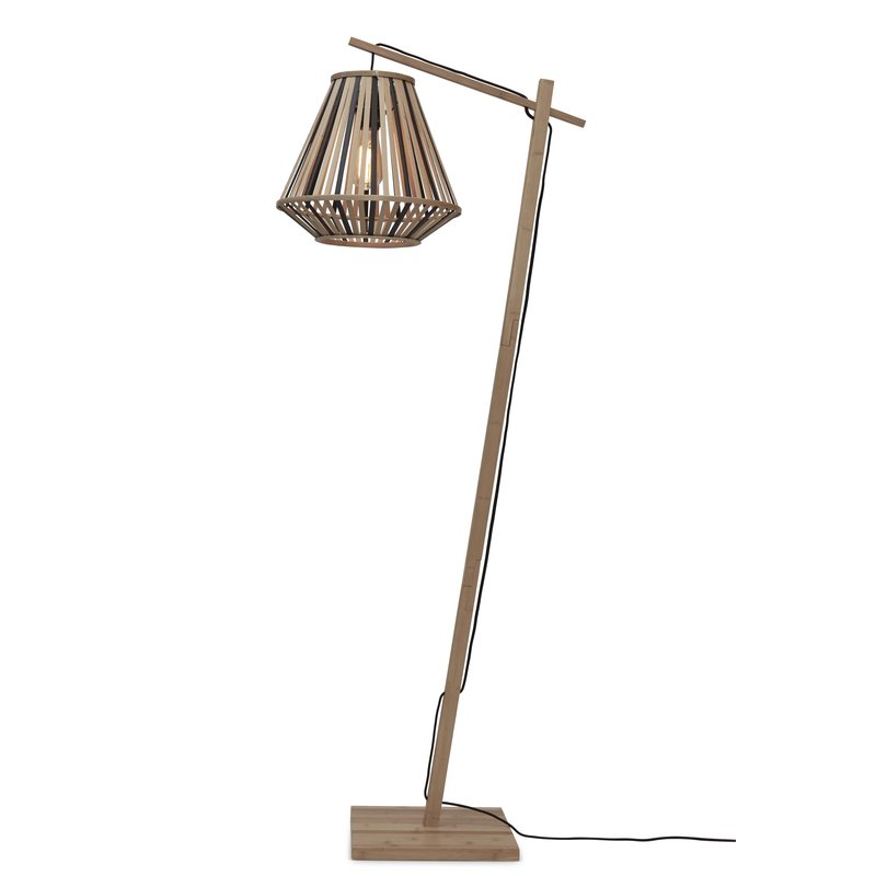 Good&Mojo-collectie Vloerlamp Merapi zwart bamboe diamond zwart/naturel S