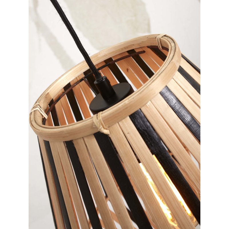 Good&Mojo-collectie Floor lamp Merapi S bamboo nat. h.150cm/shade diamond 30x30cm. bl/nat.