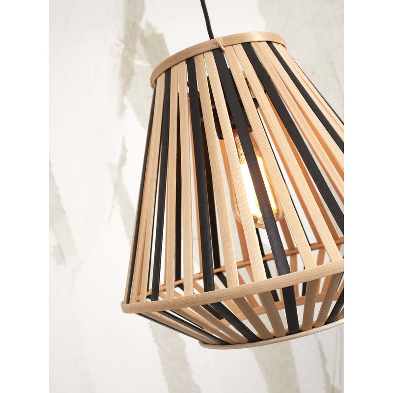 Good&Mojo-collectie Floor lamp Merapi S bamboo nat. h.150cm/shade diamond 30x30cm. bl/nat.
