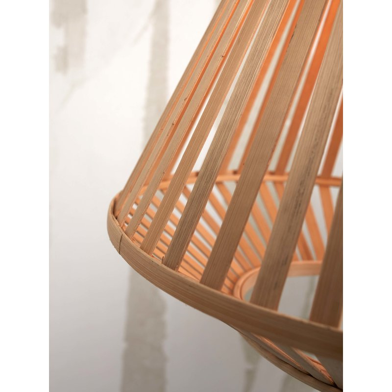 Good&Mojo-collectie Floor lamp Merapi S bamboo wh. h.150cm/shade diamond 30x30cm. nat.