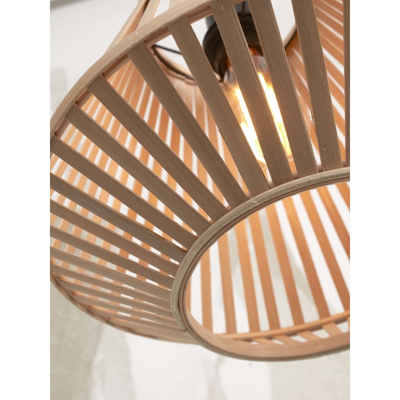 Good&Mojo-collectie Floor lamp Merapi S bamboo wh. h.150cm/shade diamond 30x30cm. nat.