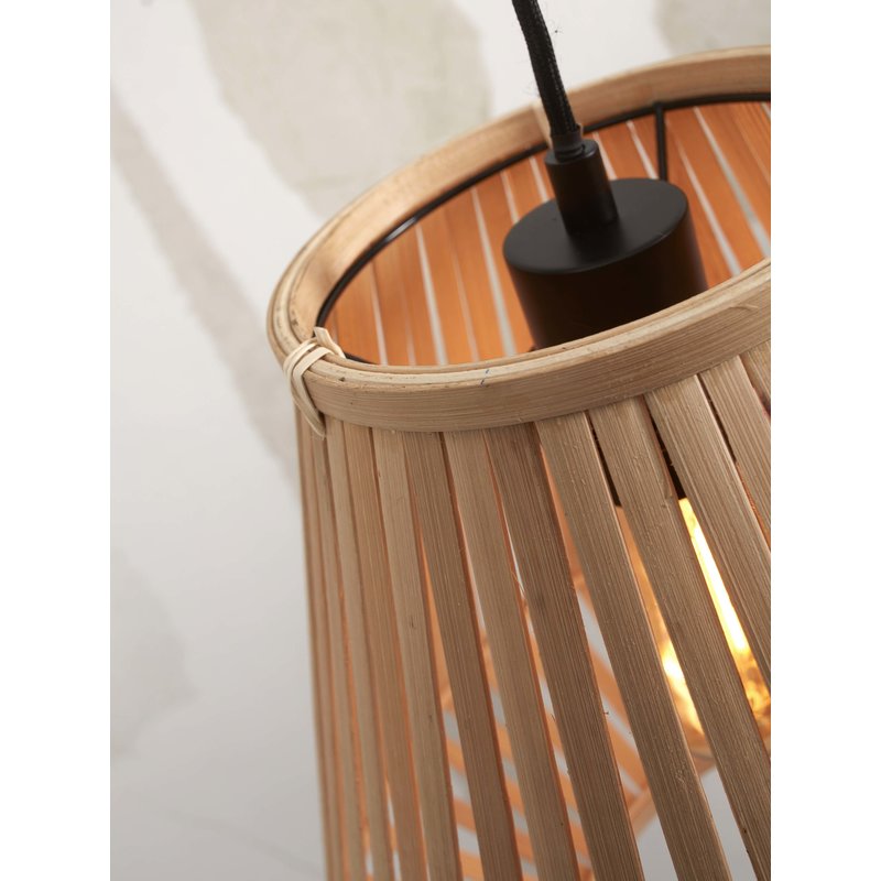 Good&Mojo-collectie Floor lamp Merapi S bamboo wh. h.150cm/shade diamond 30x30cm. nat.