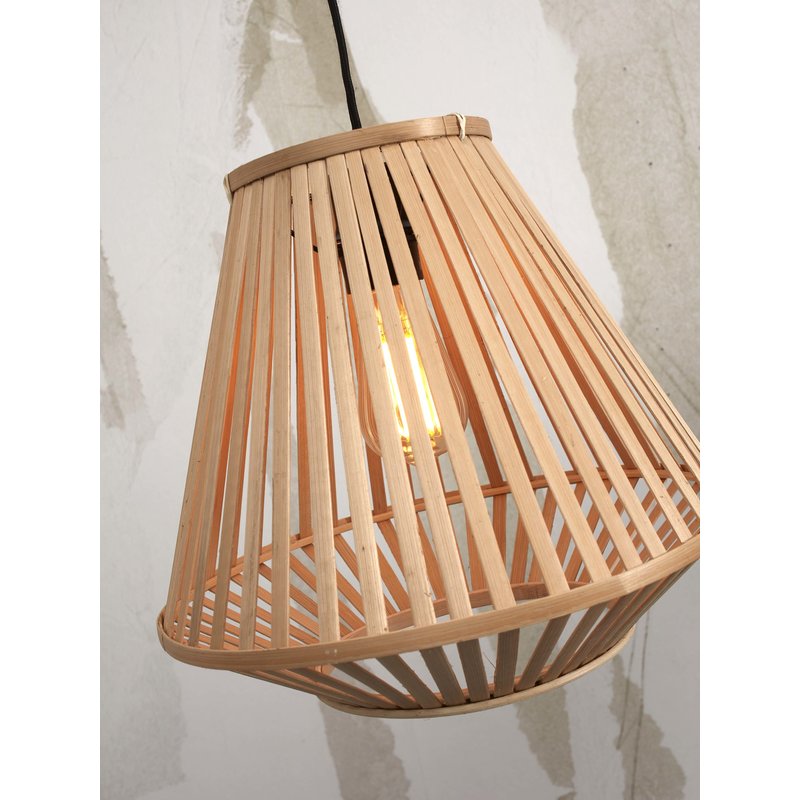 Good&Mojo-collectie Floor lamp Merapi S bamboo wh. h.150cm/shade diamond 30x30cm. nat.