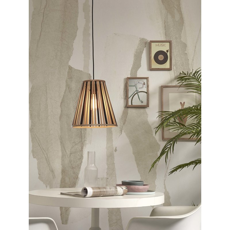 Good&Mojo-collectie Hanging lamp Merapi bamboo/tapered 30xh.30cm black/natural. S