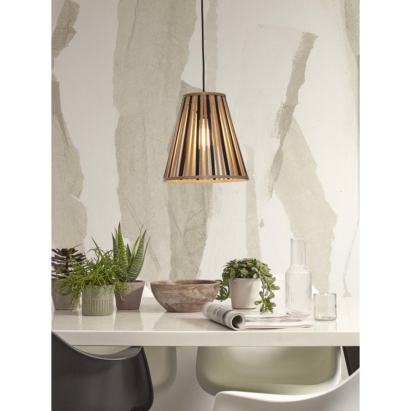 Good&Mojo-collectie Hanging lamp Merapi bamboo/tapered 30xh.30cm black/natural. S