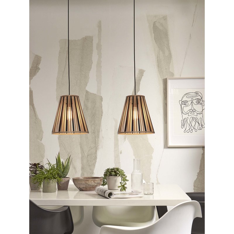 Good&Mojo-collectie Hanging lamp Merapi bamboo/tapered 30xh.30cm black/natural. S