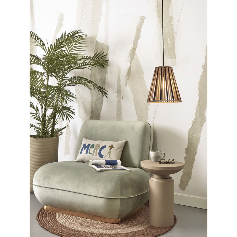 Good&Mojo-collectie Hanging lamp Merapi bamboo/tapered 30xh.30cm black/natural. S