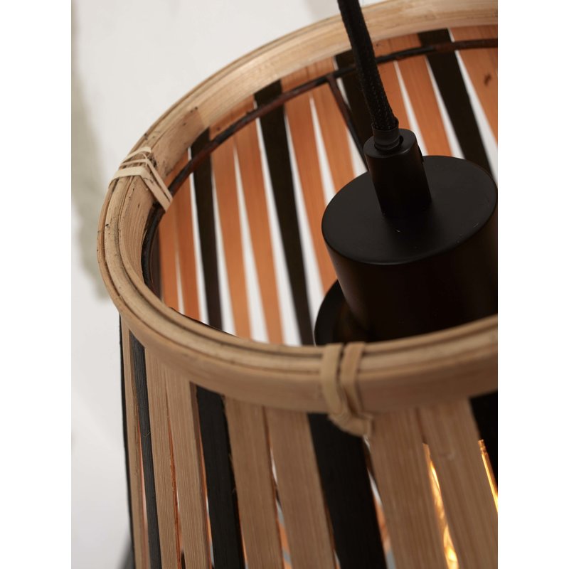 Good&Mojo-collectie Hanging lamp Merapi bamboo/tapered 30xh.30cm black/natural. S