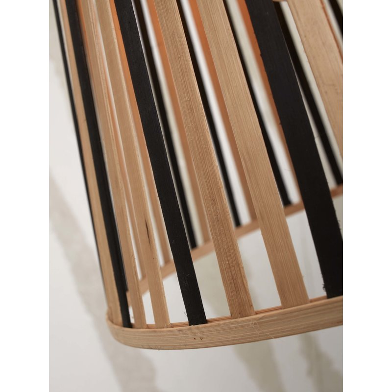 Good&Mojo-collectie Hanging lamp Merapi bamboo/tapered 30xh.30cm black/natural. S