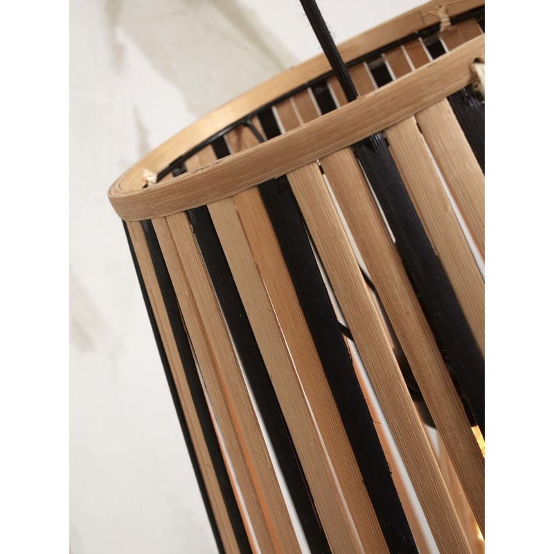 Good&Mojo-collectie Hanging lamp Merapi bamboo/tapered 30xh.30cm black/natural. S